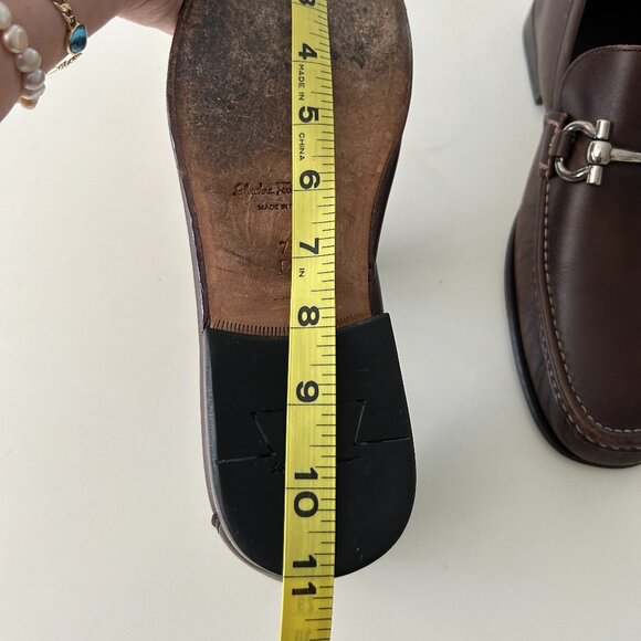 Mens Brown Leather Ferragamo Loafers Slip-Ons Designer Mens Shoes Sz 7.5 EE - Picture 16 of 16